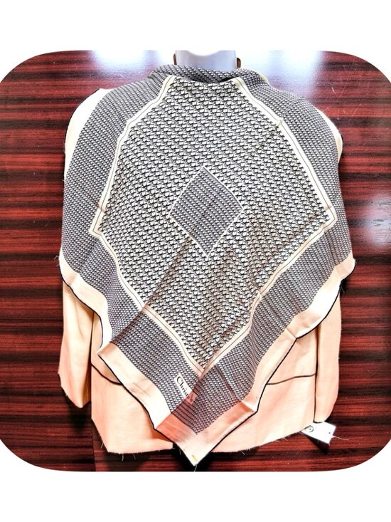 Christian Dior Accessories - Christian Dior 100% Sil kSatin  Scarf 26" Ivery Blue Logo Printed All Over (14